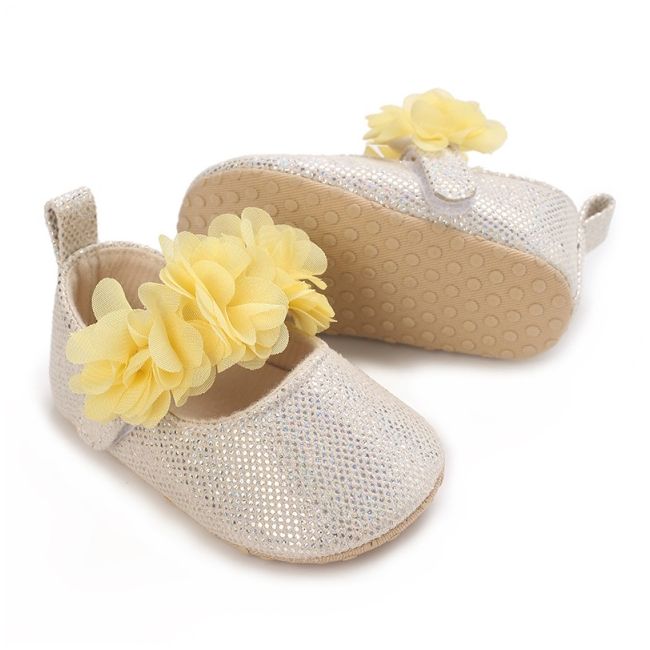 Pantofiori ivoire metalizat cu floricele galbene chj10-2-va17