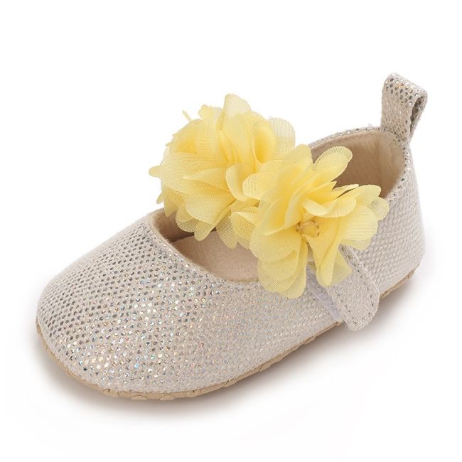 Pantofiori ivoire metalizat cu floricele galbene chj10-2-va17