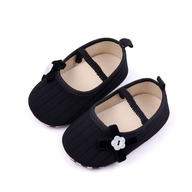 Pantofiori negri cu floricica alba decorativa csbyq3153-1-va17