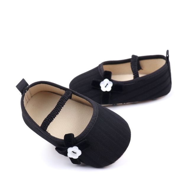 Pantofiori negri cu floricica alba decorativa csbyq3153-1-va17