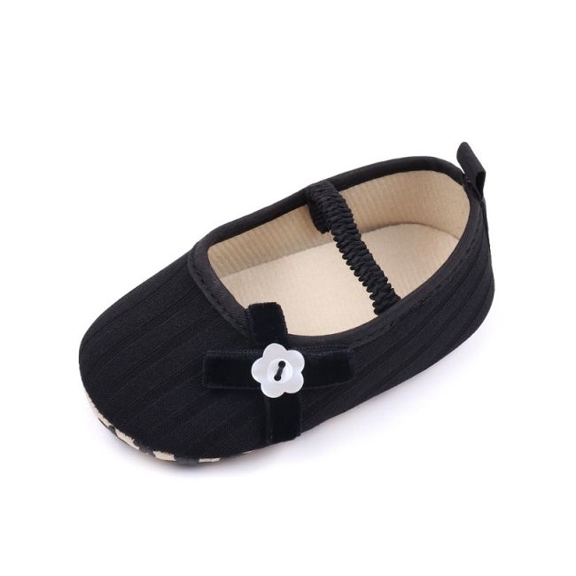 Pantofiori negri cu floricica alba decorativa csbyq3153-1-va17