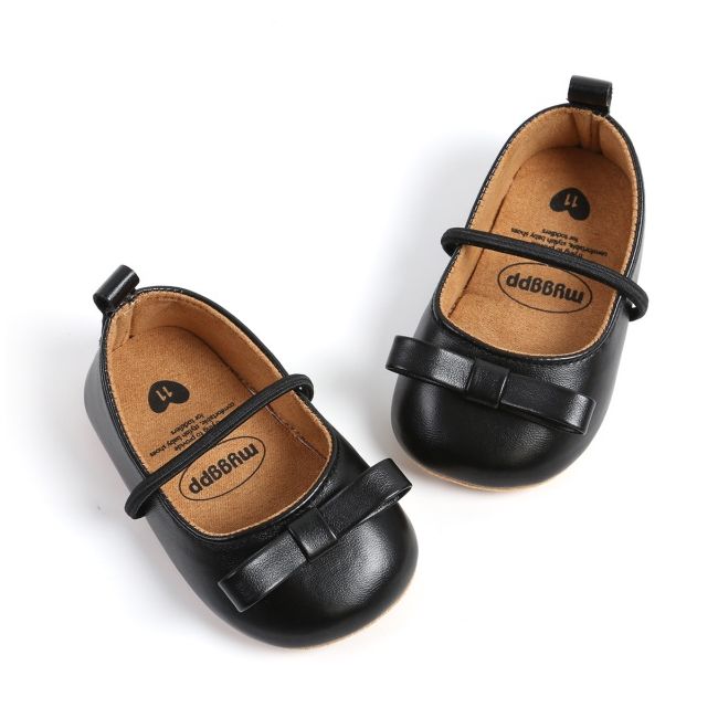 Pantofiori negri cu fundita decorativa csm2041-5-va18