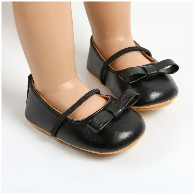 Pantofiori negri cu fundita decorativa csm2041-5-va18