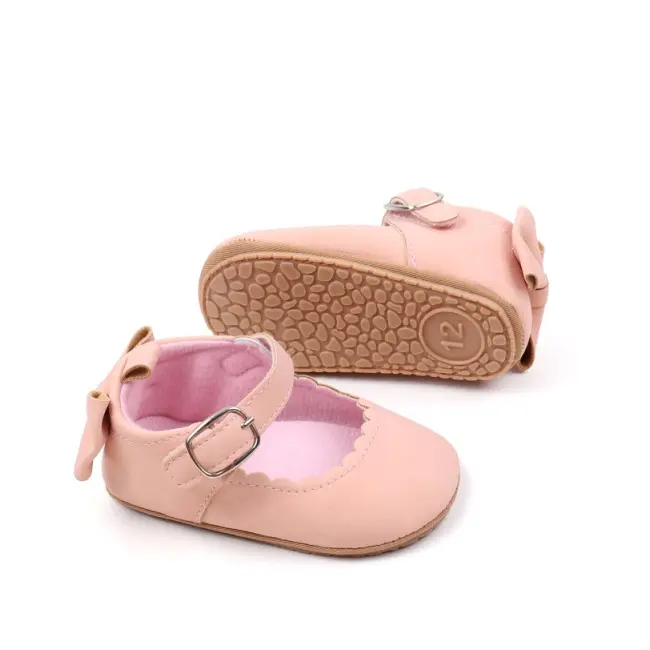 Pantofiori roz somon cu fundita la spate chbbw3101-3-va17