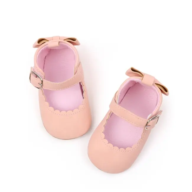 Pantofiori roz somon cu fundita la spate chbbw3101-3-va17