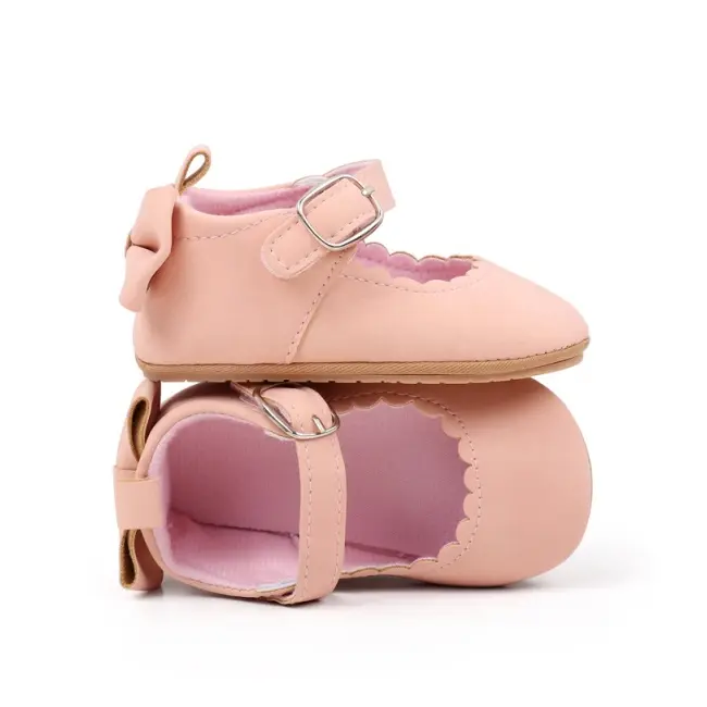 Pantofiori roz somon cu fundita la spate chbbw3101-3-va17