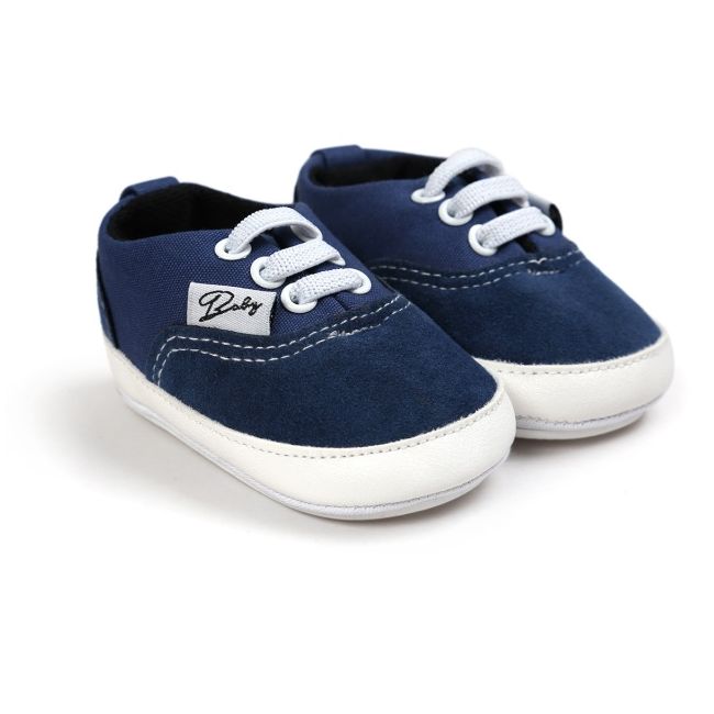 Pantofiori sport albastri pentru bebelusi, cu sireturi elastice si talpa flexibila chd0754-6-va11