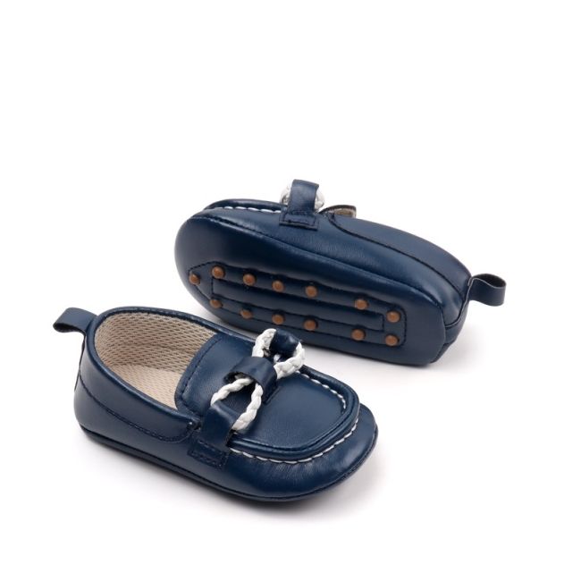 Pantofiori tip mocasini, bleumarin, cu fir alb impletit chbbw3239-2-va17