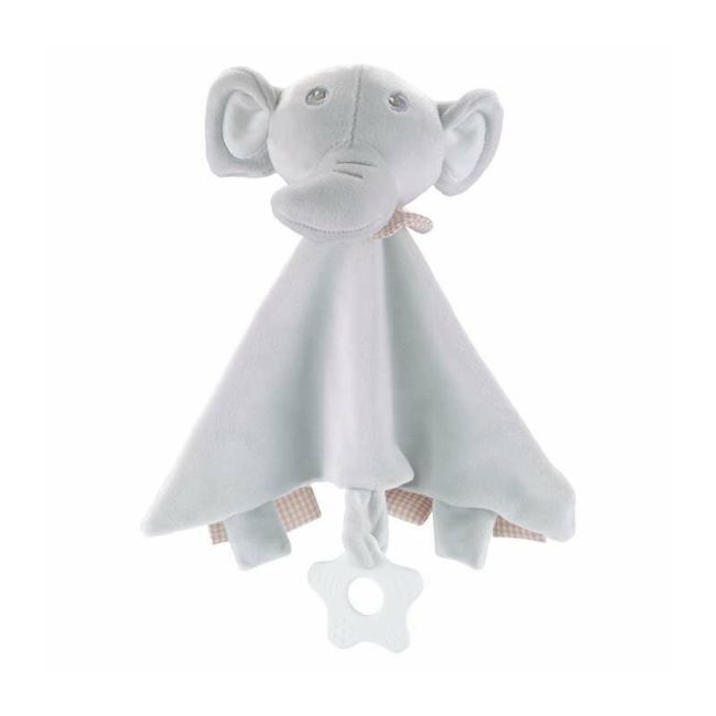 Paturica, Free2Play, Elephant, Moale, Cu zornaitoare, Cu jucarie dentitie, 33 x 33 x 8 cm, Grey BYN82764