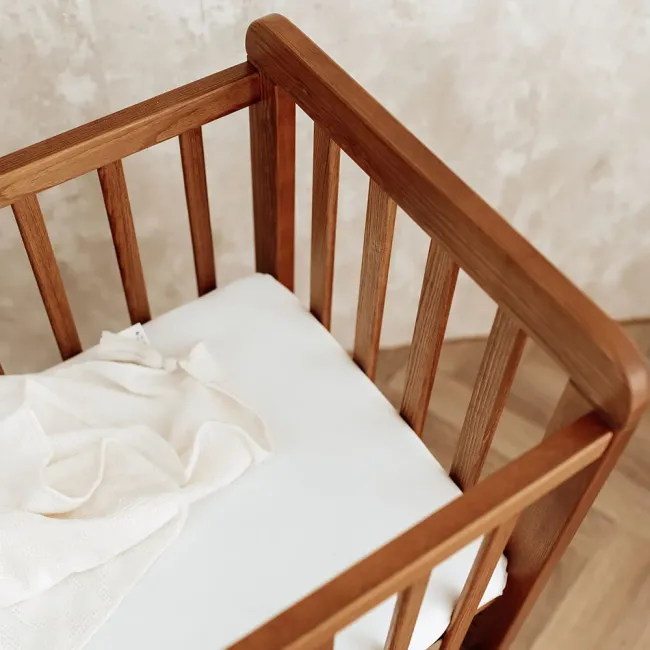 Patut Bebe Din Lemn Masiv, Patut Lateral Cu Inaltime Reglabila A Saltelei, Bedside Vintage, 90 X 40 Cm Pjbscv