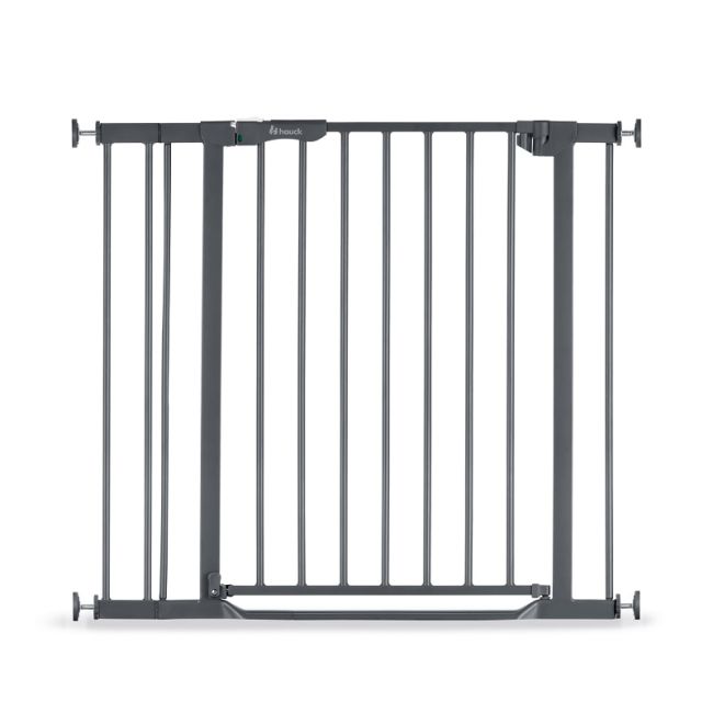 Poarta siguranta Hauck, Clear Step Autoclose 2 Grey, 75-80 cm, Cu extensie + 9 cm, 84-89cm, Inchidere magnetica automata din ambele parti EKDhk59745