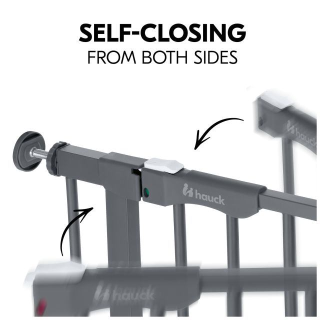 Poarta siguranta Hauck, Clear Step Autoclose 2 Grey, 75-80 cm, Cu extensie + 9 cm, 84-89cm, Inchidere magnetica automata din ambele parti EKDhk59745