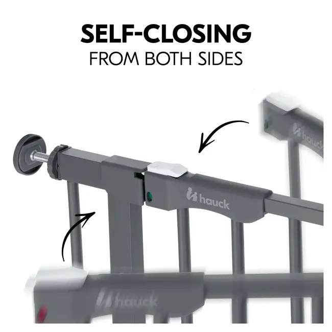 Poarta siguranta Hauck, Clear Step Autoclose 2 Grey, 75-80 cm, Cu extensie + 9 cm, 84-89cm, Inchidere magnetica automata din ambele parti EKDhk59745