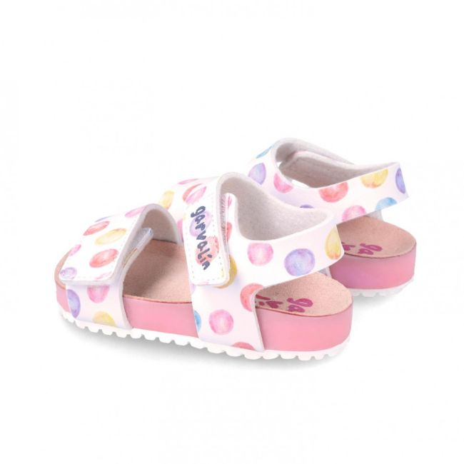 Sandale din piele pentru copii Baloane colorate, Garvalin, blanco (Marime: 21) JEM242452-B-21