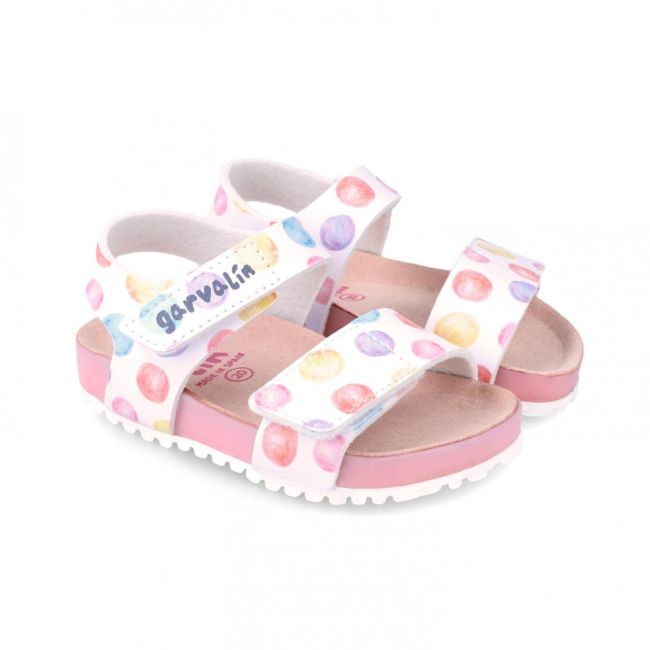 Sandale din piele pentru copii Baloane colorate, Garvalin, blanco (Marime: 26) JEM242452-B-26