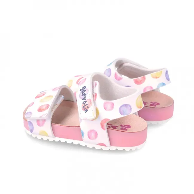 Sandale din piele pentru copii Baloane colorate, Garvalin, blanco (Marime: 28) JEM242452-B-28