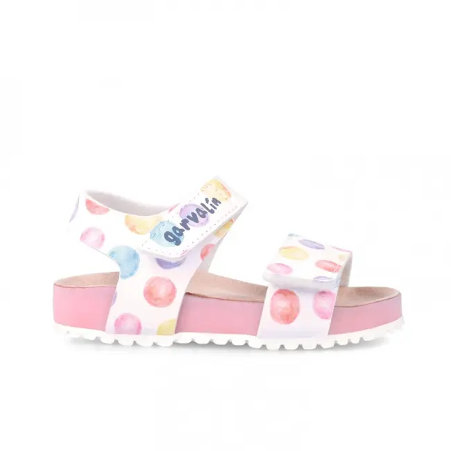 Sandale din piele pentru copii Baloane colorate, Garvalin, blanco (Marime: 28) JEM242452-B-28