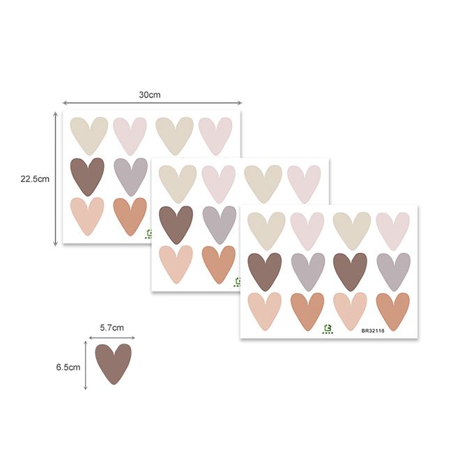 Sticker Decorativ Pentru Copii, Autoadeziv, Inimioare Boho, 30x22,5 cm EKDWS63041