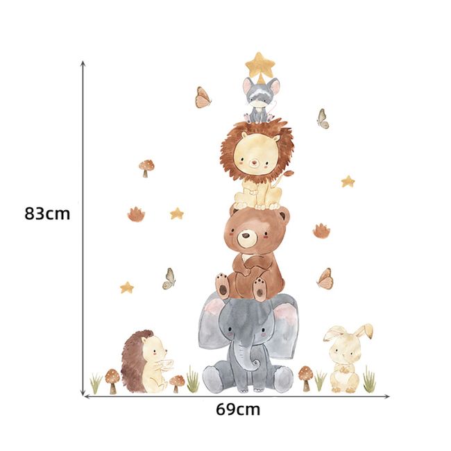 Sticker Decorativ Pentru Copii, Autoadeziv, Piramida Animalelor, 100x80 cm EKDWS63043