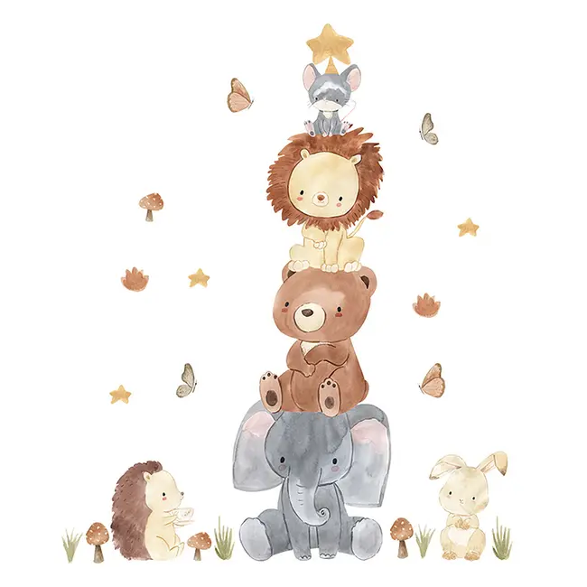 Sticker Decorativ Pentru Copii, Autoadeziv, Piramida Animalelor, 100x80 cm EKDWS63043