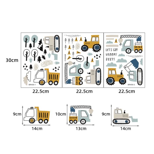 Sticker Decorativ Pentru Copii, Autoadeziv, Tractoare, Excavatoare, 50x90 cm EKDWS63044