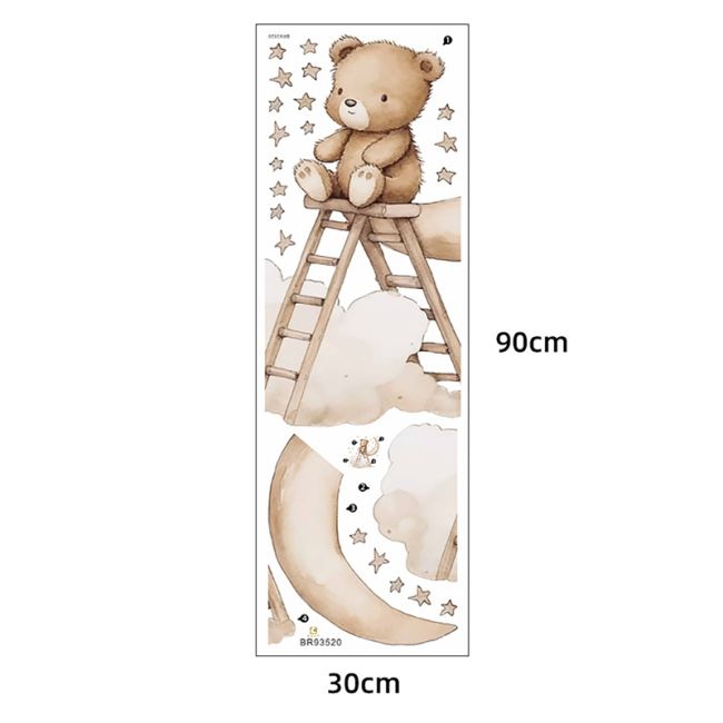 Sticker Decorativ Pentru Copii, Autoadeziv, Ursuletul Teddy pe scara, 62x60 cm EKDWS63047