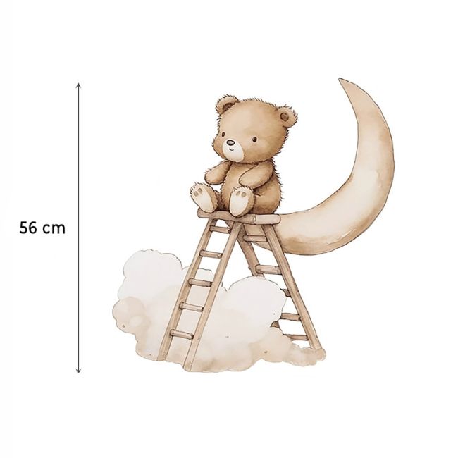 Sticker Decorativ Pentru Copii, Autoadeziv, Ursuletul Teddy pe scara, 62x60 cm EKDWS63047