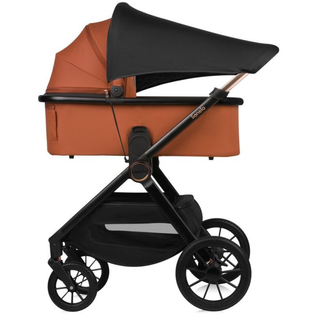 Carucior 2 in 1, Lionelo, Layla, Pana la 22 kg, Cadru aluminiu, Cu landou intarit si salteluta din spuma AirDots, Reversibil, Cu ventilatie 3D, Cu accesorii, EN1888-1, EN1888-2, EN1466, Maro BYNLO-LAYLA_2IN1_BROWN_RUST