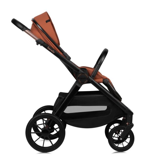Carucior 2 in 1, Lionelo, Layla, Pana la 22 kg, Cadru aluminiu, Cu landou intarit si salteluta din spuma AirDots, Reversibil, Cu ventilatie 3D, Cu accesorii, EN1888-1, EN1888-2, EN1466, Maro BYNLO-LAYLA_2IN1_BROWN_RUST