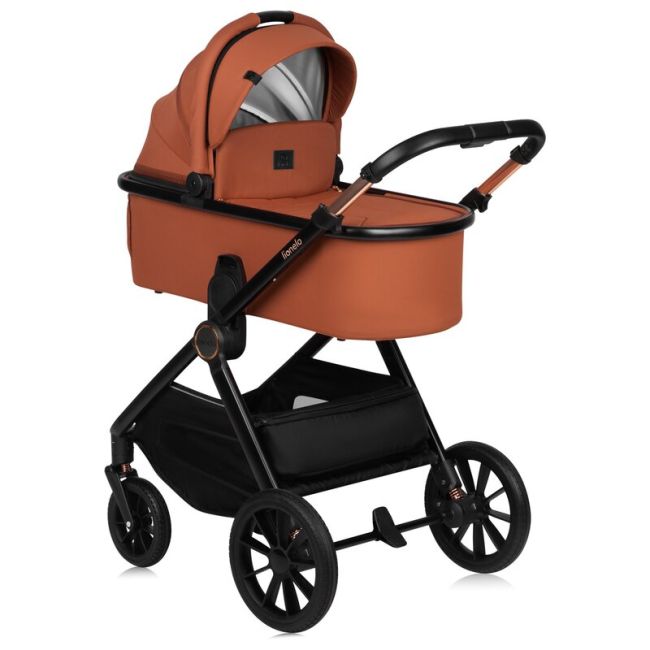 Carucior 2 in 1, Lionelo, Layla, Pana la 22 kg, Cadru aluminiu, Cu landou intarit si salteluta din spuma AirDots, Reversibil, Cu ventilatie 3D, Cu accesorii, EN1888-1, EN1888-2, EN1466, Maro BYNLO-LAYLA_2IN1_BROWN_RUST