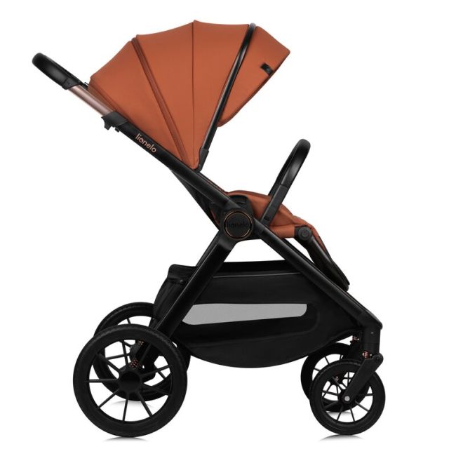 Carucior 2 in 1, Lionelo, Layla, Pana la 22 kg, Cadru aluminiu, Cu landou intarit si salteluta din spuma AirDots, Reversibil, Cu ventilatie 3D, Cu accesorii, EN1888-1, EN1888-2, EN1466, Maro BYNLO-LAYLA_2IN1_BROWN_RUST
