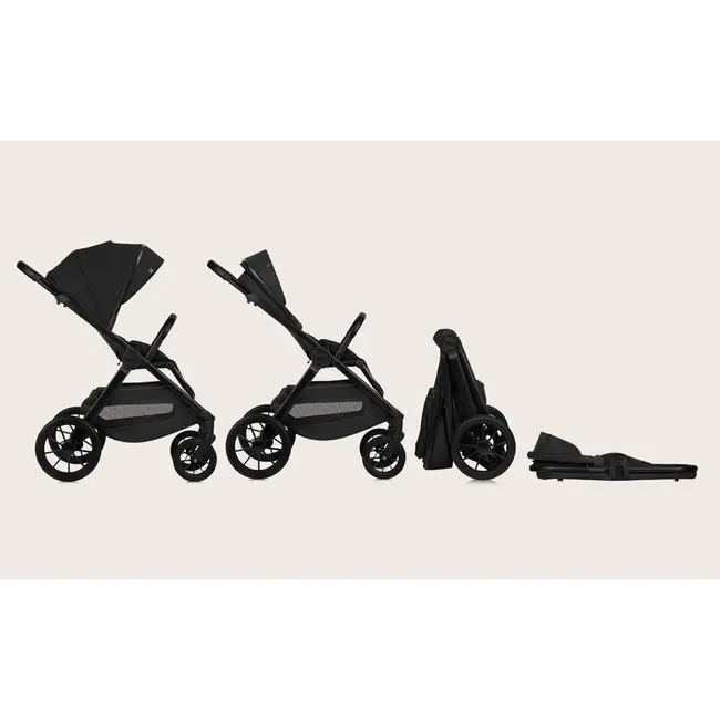 Carucior 2 in 1, Lionelo, Layla, Pana la 22 kg, Cadru aluminiu, Cu landou intarit si salteluta din spuma AirDots, Reversibil, Cu ventilatie 3D, Cu accesorii, EN1888-1, EN1888-2, EN1466, Negru BYNLO-LAYLA_2IN1_BLACK_ONYX