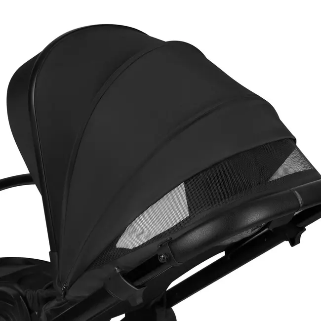 Carucior 2 in 1, Lionelo, Layla, Pana la 22 kg, Cadru aluminiu, Cu landou intarit si salteluta din spuma AirDots, Reversibil, Cu ventilatie 3D, Cu accesorii, EN1888-1, EN1888-2, EN1466, Negru BYNLO-LAYLA_2IN1_BLACK_ONYX