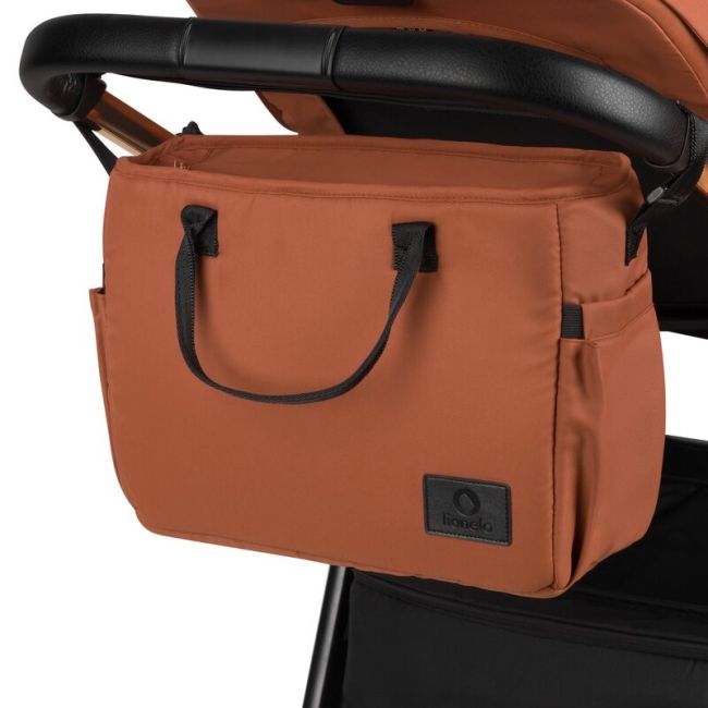 Carucior 3 in 1, Lionelo, Layla, Pana la 22 kg, Cadru aluminiu, Cu landou intarit si salteluta din spuma AirDots, Scoica auto, Reversibil, Cu ventilatie 3D, Cu accesorii, EN1888-1, EN1888-2, EN1466, Maro BYNLO-LAYLA_3IN1_BROWN_RUST