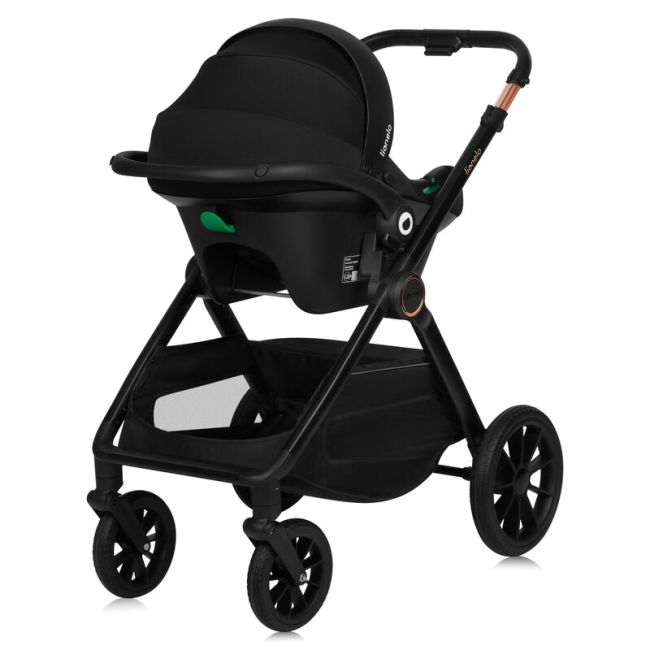 Carucior 3 in 1, Lionelo, Layla, Pana la 22 kg, Cadru aluminiu, Cu landou intarit si salteluta din spuma AirDots, Scoica auto, Reversibil, Cu ventilatie 3D, Cu accesorii, EN1888-1, EN1888-2, EN1466, Maro BYNLO-LAYLA_3IN1_BROWN_RUST