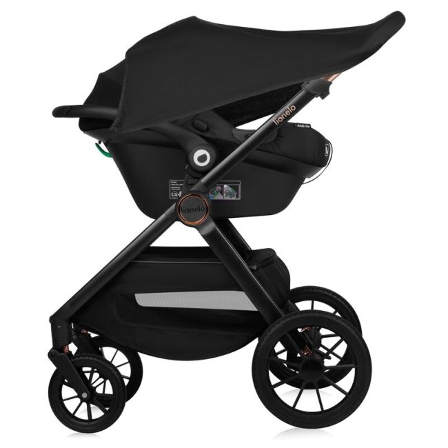 Carucior 3 in 1, Lionelo, Layla, Pana la 22 kg, Cadru aluminiu, Cu landou intarit si salteluta din spuma AirDots, Scoica auto, Reversibil, Cu ventilatie 3D, Cu accesorii, EN1888-1, EN1888-2, EN1466, Maro BYNLO-LAYLA_3IN1_BROWN_RUST