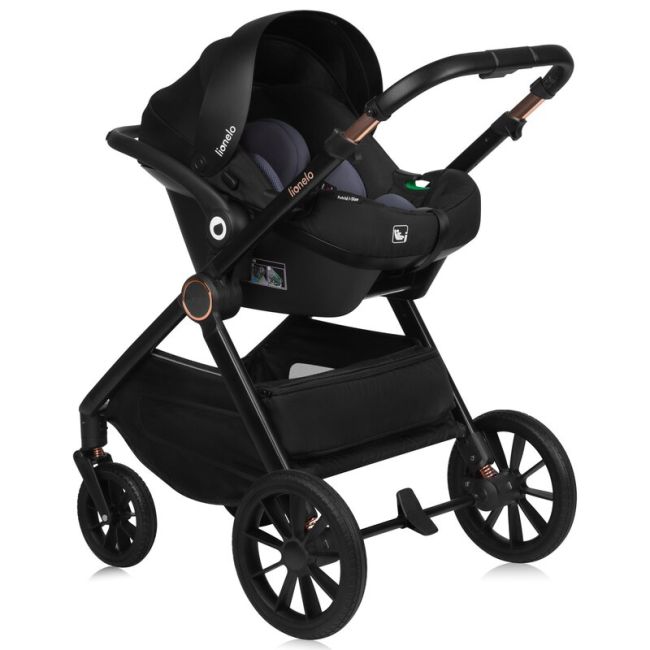 Carucior 3 in 1, Lionelo, Layla, Pana la 22 kg, Cadru aluminiu, Cu landou intarit si salteluta din spuma AirDots, Scoica auto, Reversibil, Cu ventilatie 3D, Cu accesorii, EN1888-1, EN1888-2, EN1466, Maro BYNLO-LAYLA_3IN1_BROWN_RUST