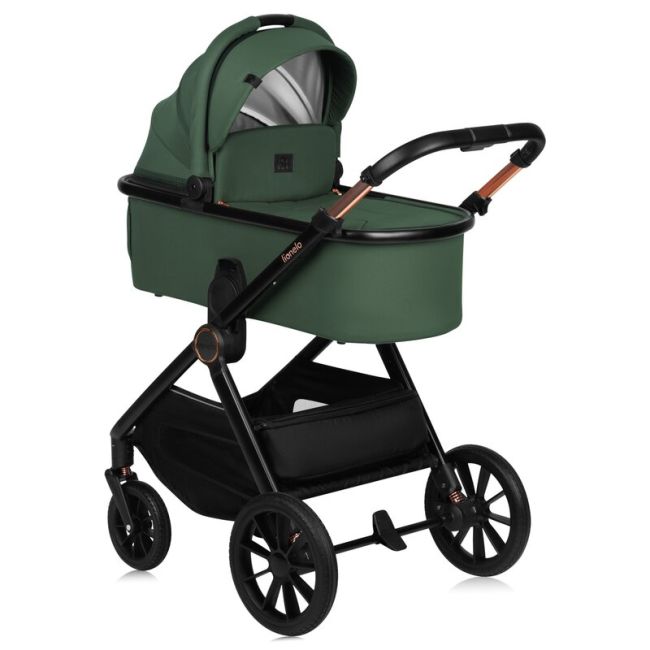 Carucior 3 in 1, Lionelo, Layla, Pana la 22 kg, Cadru aluminiu, Cu landou intarit si salteluta din spuma AirDots, Scoica auto, Reversibil, Cu ventilatie 3D, Cu accesorii, EN1888-1, EN1888-2, EN1466, Verde BYNLO-LAYLA_3IN1_GREEN_FOREST
