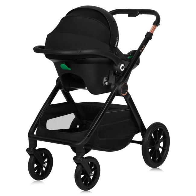 Carucior 3 in 1, Lionelo, Layla, Pana la 22 kg, Cadru aluminiu, Cu landou intarit si salteluta din spuma AirDots, Scoica auto, Reversibil, Cu ventilatie 3D, Cu accesorii, EN1888-1, EN1888-2, EN1466, Verde BYNLO-LAYLA_3IN1_GREEN_FOREST