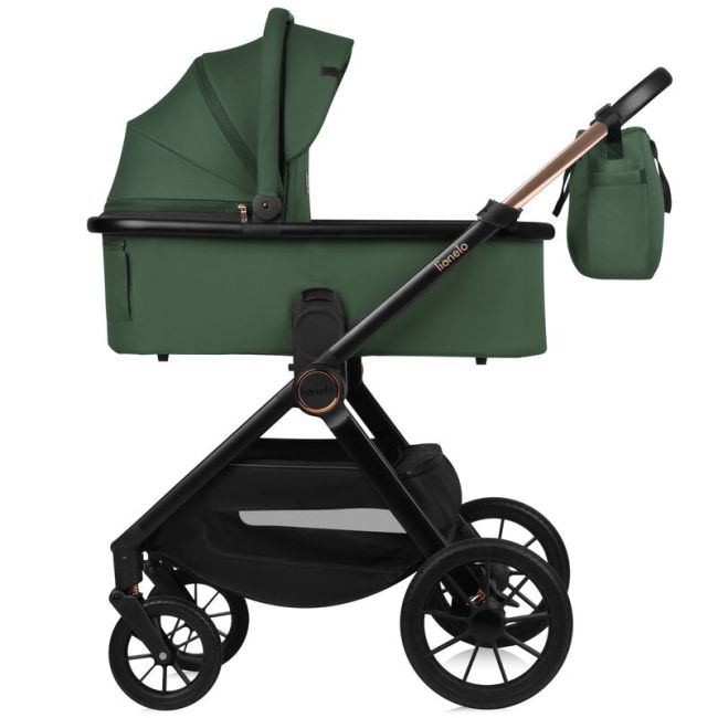 Carucior 3 in 1, Lionelo, Layla, Pana la 22 kg, Cadru aluminiu, Cu landou intarit si salteluta din spuma AirDots, Scoica auto, Reversibil, Cu ventilatie 3D, Cu accesorii, EN1888-1, EN1888-2, EN1466, Verde BYNLO-LAYLA_3IN1_GREEN_FOREST