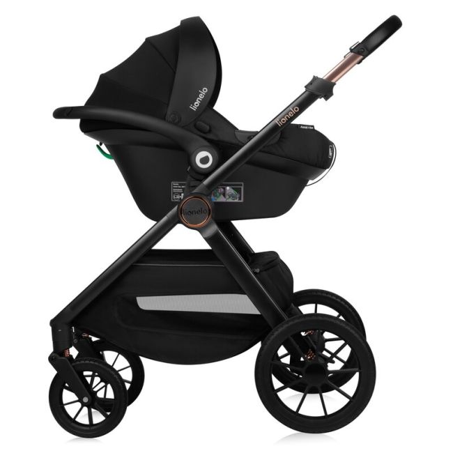 Carucior 3 in 1, Lionelo, Layla, Pana la 22 kg, Cadru aluminiu, Cu landou intarit si salteluta din spuma AirDots, Scoica auto, Reversibil, Cu ventilatie 3D, Cu accesorii, EN1888-1, EN1888-2, EN1466, Verde BYNLO-LAYLA_3IN1_GREEN_FOREST