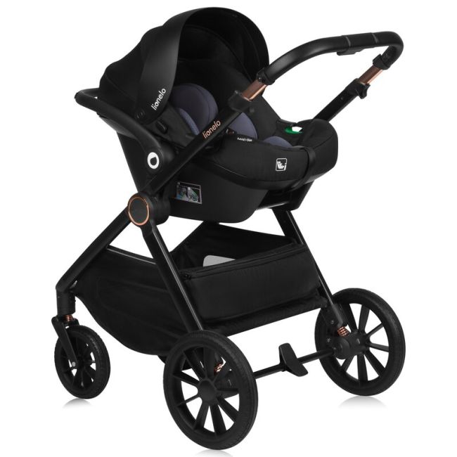 Carucior 3 in 1, Lionelo, Layla, Pana la 22 kg, Cadru aluminiu, Cu landou intarit si salteluta din spuma AirDots, Scoica auto, Reversibil, Cu ventilatie 3D, Cu accesorii, EN1888-1, EN1888-2, EN1466, Verde BYNLO-LAYLA_3IN1_GREEN_FOREST
