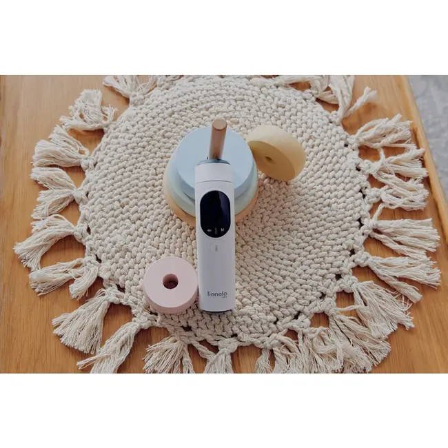 Termometru, Lionelo, FeverScan, Cu infrarosu, Fara contact, Rezultat ultrarapid, Potrivit si pentru alimente, Cu 4 moduri de functionare, Cu indicator LED si alarma sonora, Cu husa de depozitare BYNLOC-FEVERSCAN