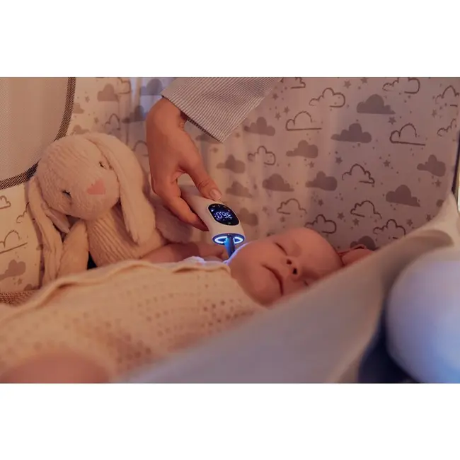 Termometru, Lionelo, FeverScan, Cu infrarosu, Fara contact, Rezultat ultrarapid, Potrivit si pentru alimente, Cu 4 moduri de functionare, Cu indicator LED si alarma sonora, Cu husa de depozitare BYNLOC-FEVERSCAN