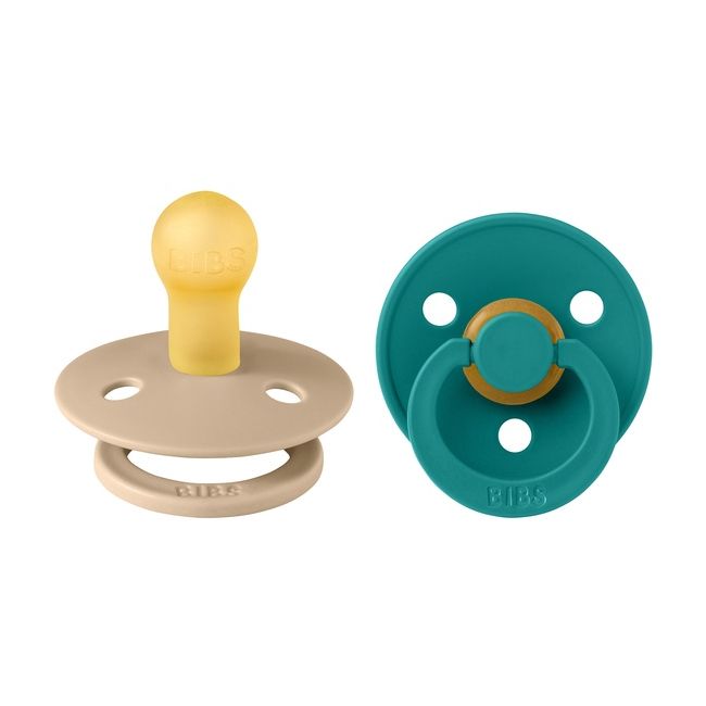 Bibs - set 2 suzete colour latex, tetina rotunda, 0 luni +-scuba/taupe bbb110453