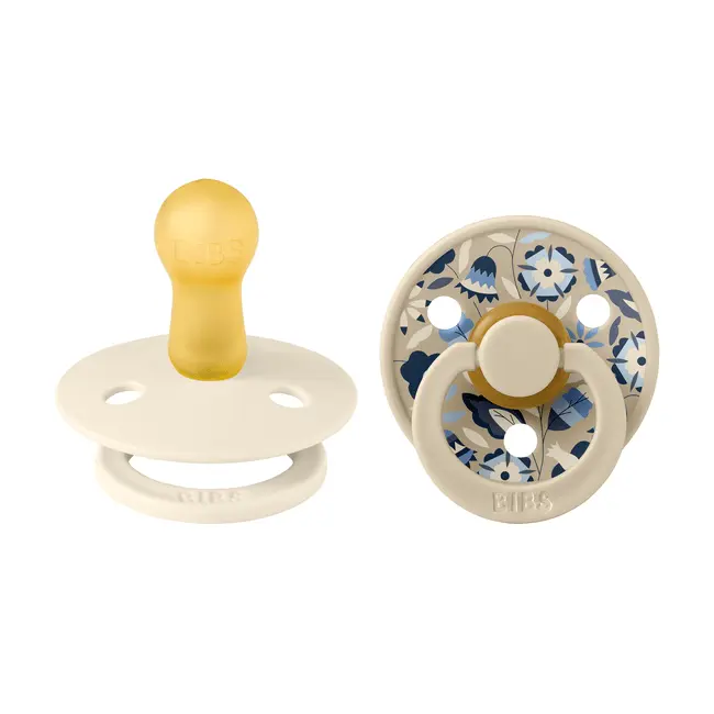 Bibs x liberty - set 2 suzete colour bobo latex, tetina rotunda, 6 luni+-ivory/vanilla bbb12020101