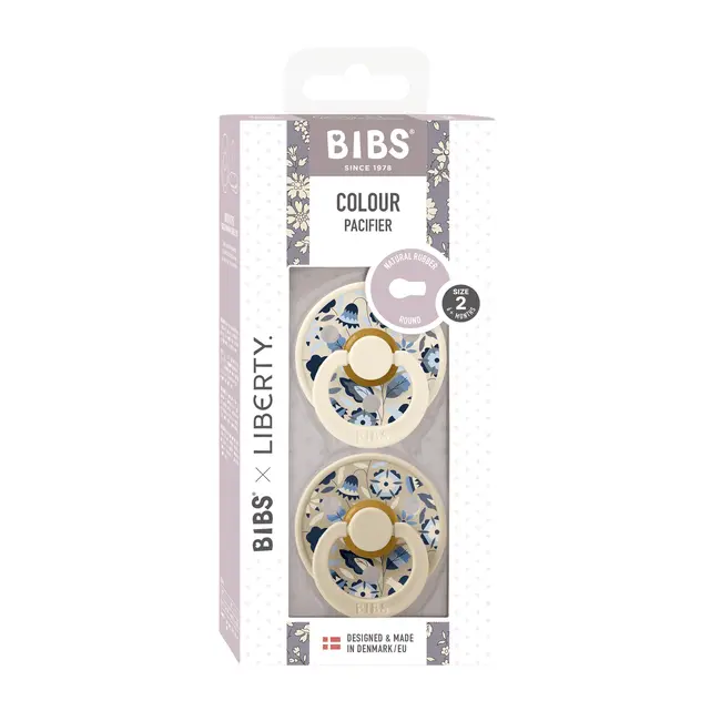 Bibs x liberty - set 2 suzete colour bobo latex, tetina rotunda, 6 luni+-ivory/vanilla bbb12020101