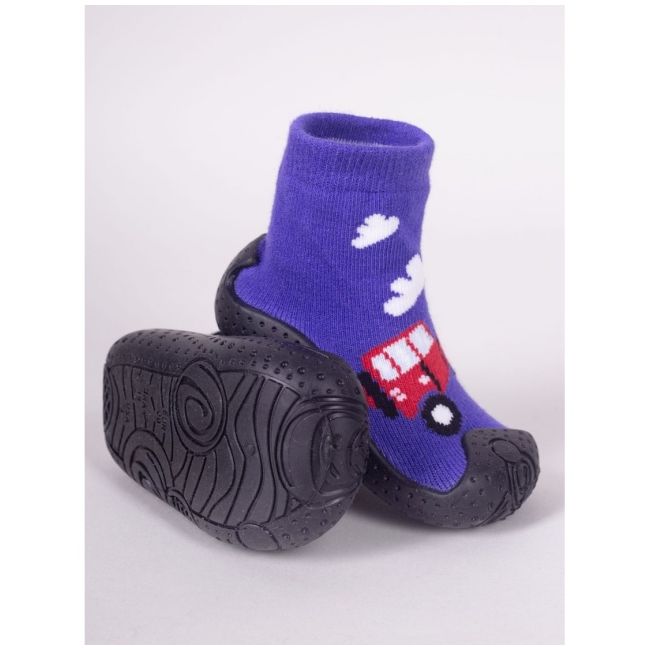Mocasini pentru copii cu talpă antiderapantă – model mașină de pompieri roșie obg-0003c