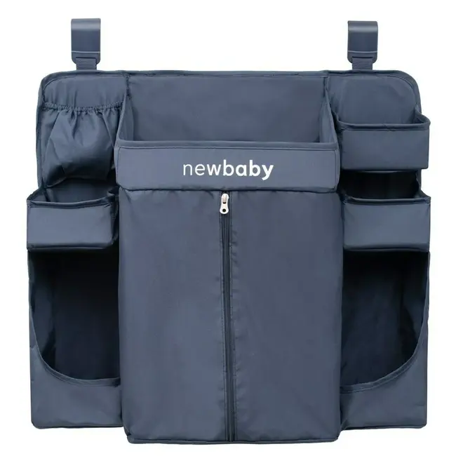 Organizator pentru patut, New Baby, Maxi, Pentru depozitare necesitati bebe sau jucarii, Bine compartimentat, 58x50 cm, Blue BYN56173