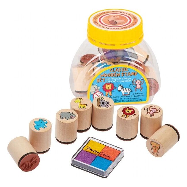 Set de 8 stampile cu animale, tusiera inclusa - okegoki15499